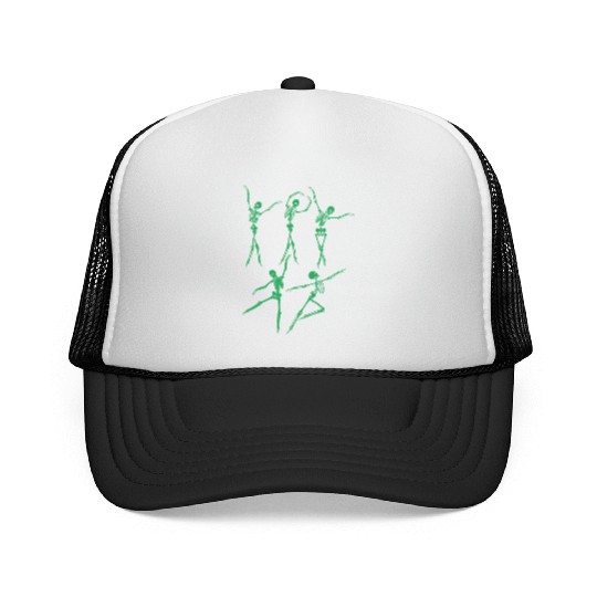 Green Dancing Skeleton Trucker Caps
