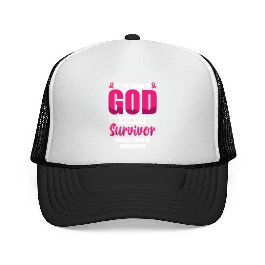 By The Grace Of God I'm A Breast Cancer Survivor Trucker Caps