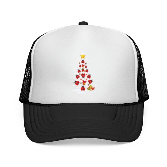 Lady Bug Christmas Tree Lady Bug Xmas Funny Gift Trucker Caps