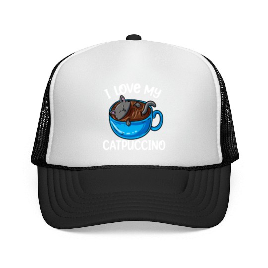 Catpuccino Coffee Kawaii Cat Anime Otaku Trucker Caps