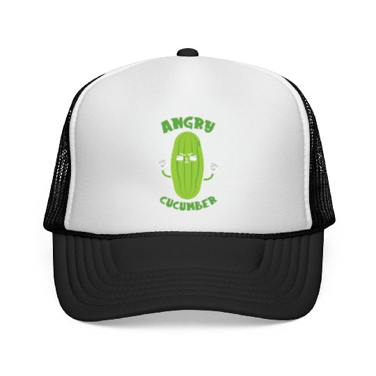 Angry Cucumber Vegetarian Vegetable Veggies Vegan Trucker Caps