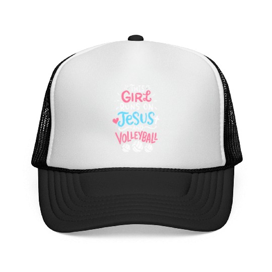 This Girl Runs On Jesus And Volleyball Trucker Caps