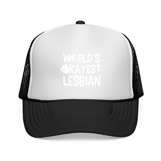 LGBT Gay Pride Lesbian World's Okayest Lesbian Trucker Caps