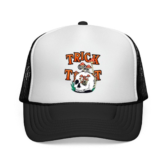 Trick or Treat People With Kindness Skeleton Hallo Trucker Caps