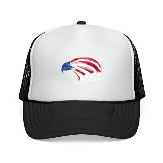 Bald Eagle US Flag Colors Patriotic 4th Of July Trucker Caps