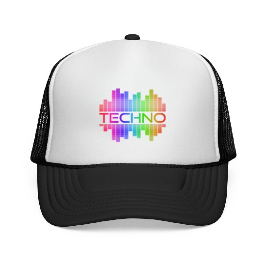 Techno Music Rainbow Spectrum Hard Dark Acid Trucker Caps
