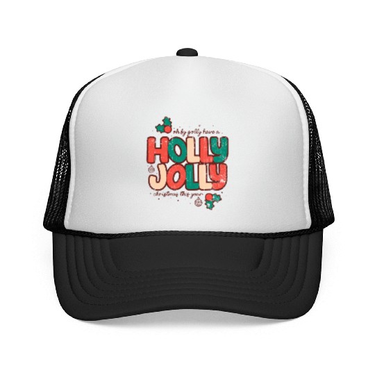 Holly jolly christmas Trucker Caps