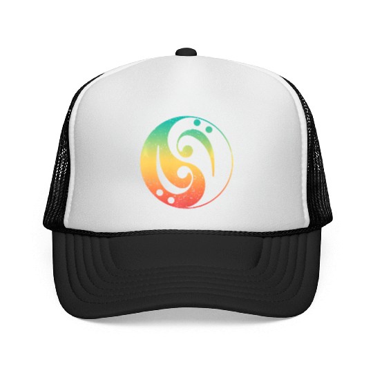 Ying Yang Bass Guitar Player Trucker Caps