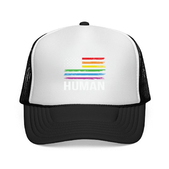 LBGT Flag Gay Pride Human Vintage Rainbow Trucker Caps