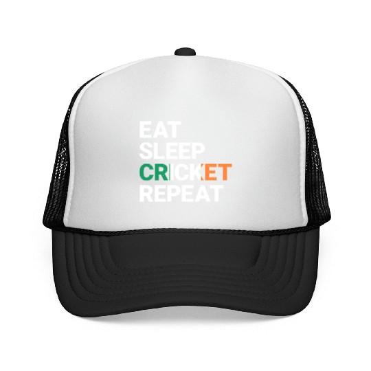 Eat Sleep Cricket Repeat Ireland Flag Sports Gift Trucker Caps