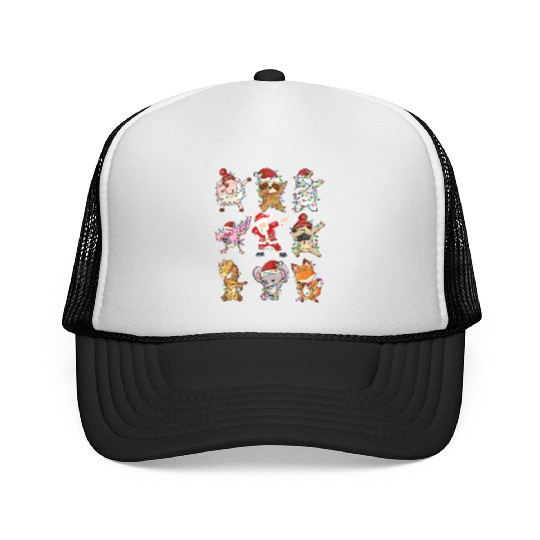 Dabbing Santa Animal Friends Christmas Kids Boys Trucker Caps