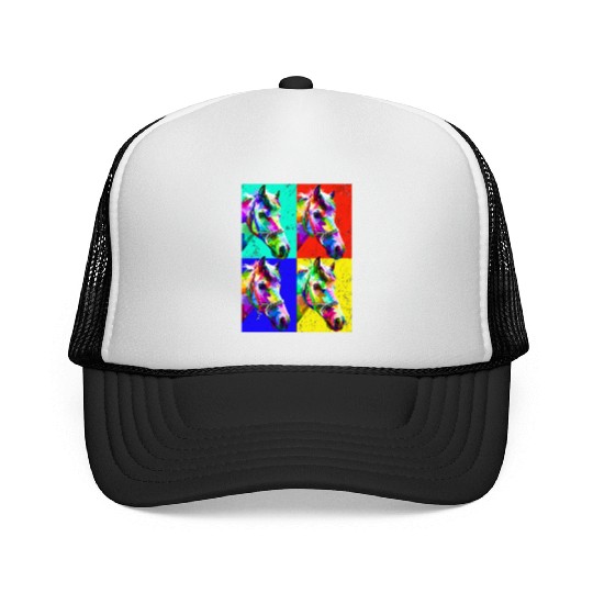 Pop Art Horse Farm Animal Lover Funny Horseback Ri Trucker Caps