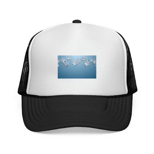 Elegant Hanging Snowflakes Light Blue Trucker Caps