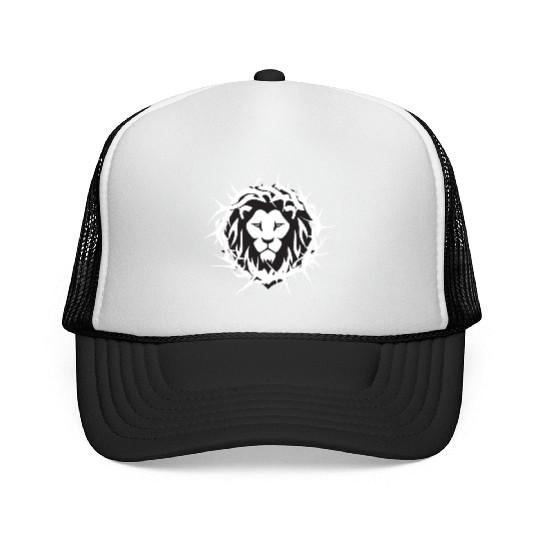 Lion of Judah With A Crown of Thorns Christian Trucker Caps