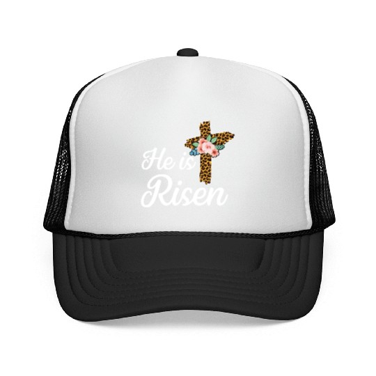 He Is Risen Jesus Christ Cross Easter Sunday Trucker Caps
