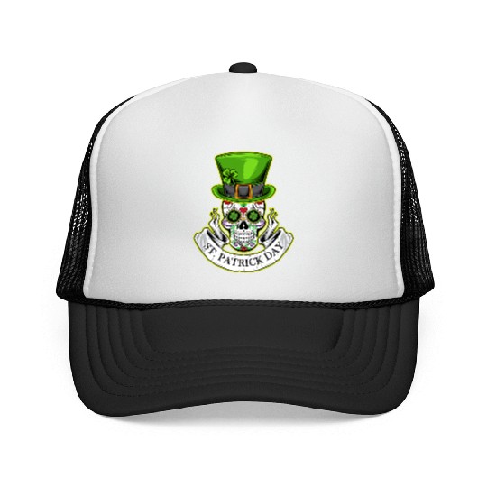 Sugar Skull | St Patrick Day | Lucky Charm Irish Trucker Caps
