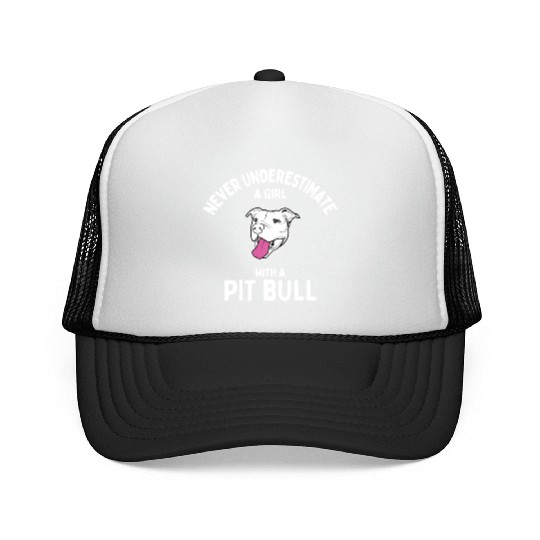 Never Underestimate A Girl With A Pit Bull Trucker Caps