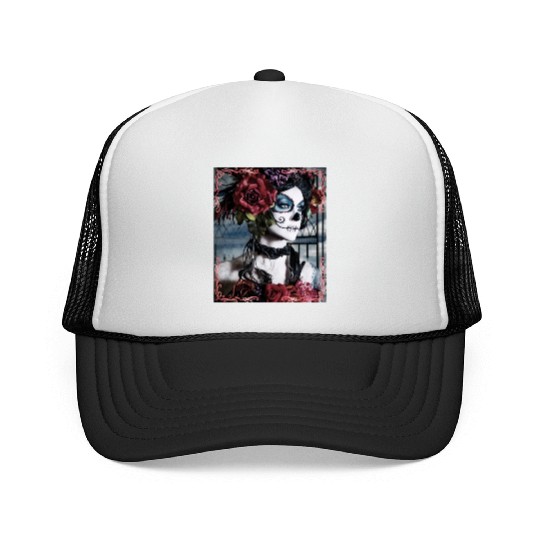Beauty Dance Macabre Sugar Skull Girl Trucker Caps