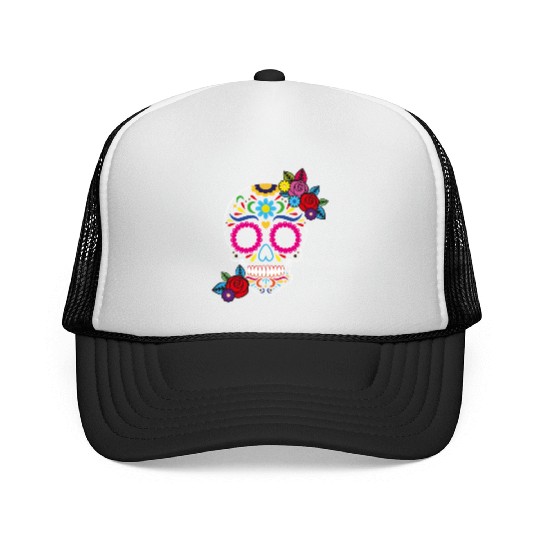 Day of The Dead Colorful Sugar Skull Trucker Caps