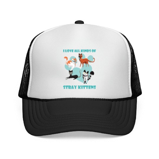 I love all kinds of stray cats stray kitten rescue Trucker Caps