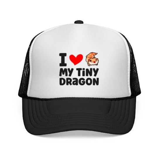I Love My Tiny Dragon Reptile Pogona Lizard Trucker Caps
