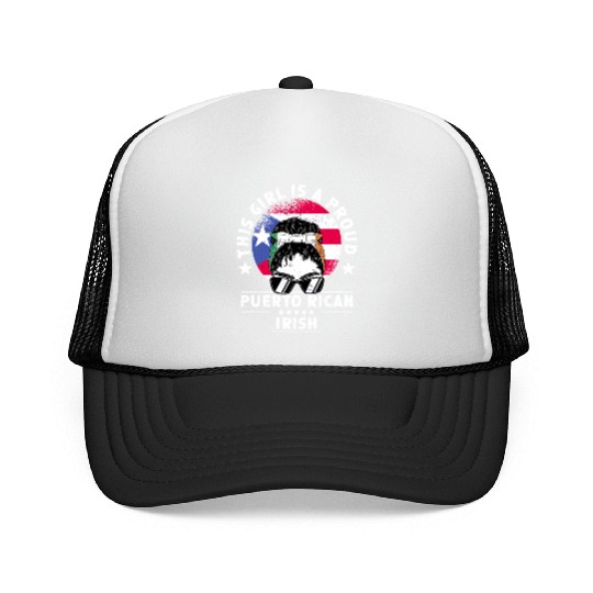 Puerto Rico Flag Ireland Grown Women Girl Trucker Caps