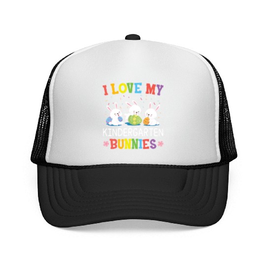 I Love My Kindergarten Bunnies easter Trucker Caps