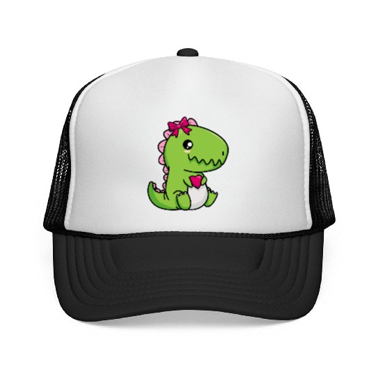 Big sister cute dino siblings boy girl heart love Trucker Caps