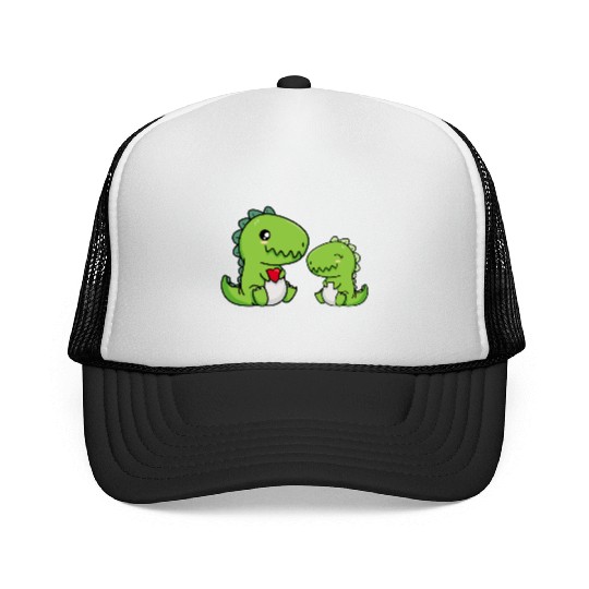 Big sister brother dino siblings boy girl heart Trucker Caps