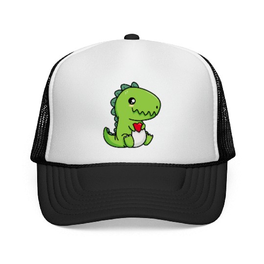 Big sister cute dino siblings boy girl heart love Trucker Caps