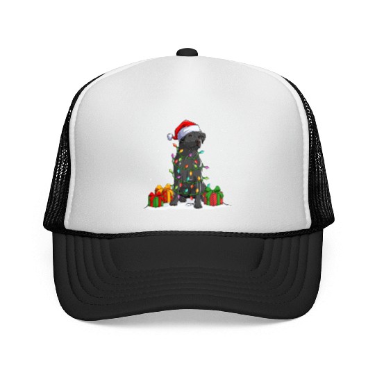 Black Lab Labrador Christmas Lights Pajama Dog Trucker Caps
