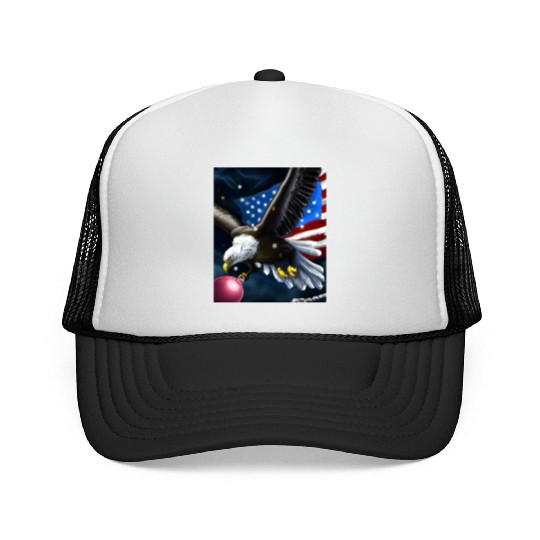 Patriotic Christmas Sea Eagle With US Flag And Trucker Caps