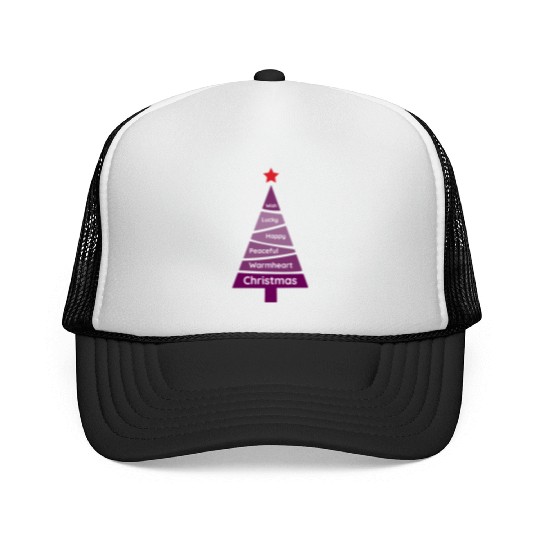Minimalist Dark Orchid Purple Christmas Pine Trucker Caps