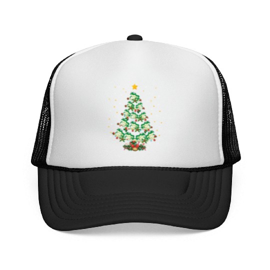 Frogs Lover Xmas Gift Frog Christmas Tree Trucker Caps
