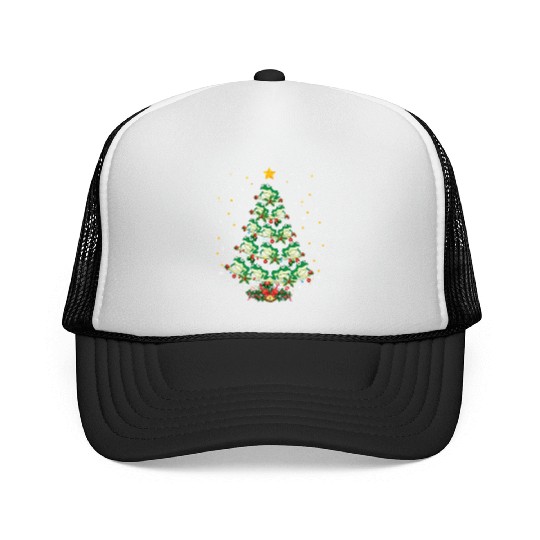 Frogs Lover Xmas Gift Frog Christmas Tree Trucker Caps