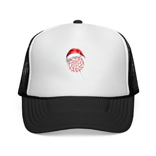 Candy Cane Lollipop Santas Hat Merry Christmas Trucker Caps