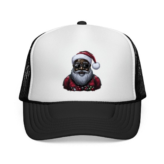 Black Santa, African American Santa Claus Trucker Caps