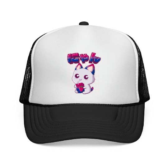 Bisexual Pride Bi Kawaii Cat Strawberry Milk Bisex Trucker Caps