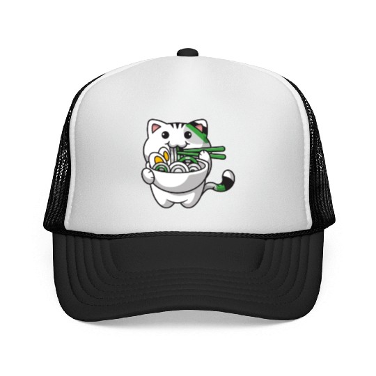 Demiromantic Pride Kawaii Cat Ramen Noodles Trucker Caps