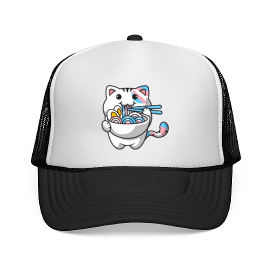 Transgender Pride Kawaii Cat Ramen Noodles Trans F Trucker Caps