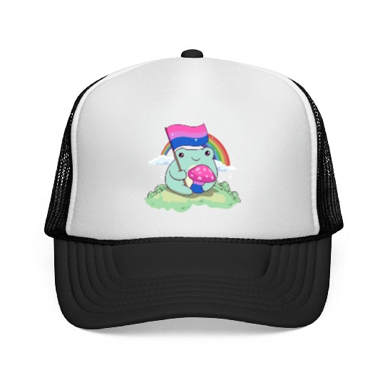 Bisexual Pride Bi Kawaii Frog Mushroom Bisexual Fl Trucker Caps