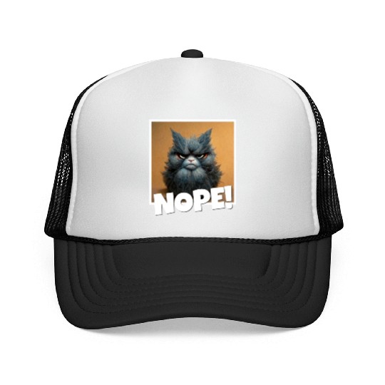 3d cat grumpy Coffee I hate people good morning Trucker Caps