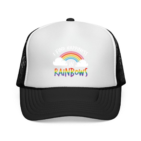 LGBT Gay Pride Lesbian I find Happines in Rainbows Trucker Caps