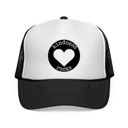 Kindness Rocks Black Peekaboo Heart Trucker Caps
