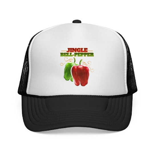 Red And Green Jingle Bell Pepper For Christmas Trucker Caps