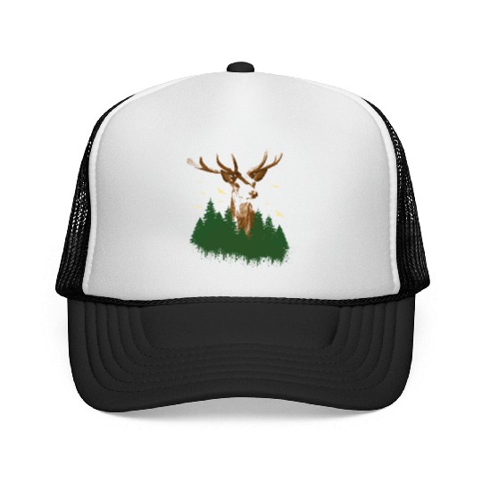 FOREST WITH DEER SPRAY Trucker Caps