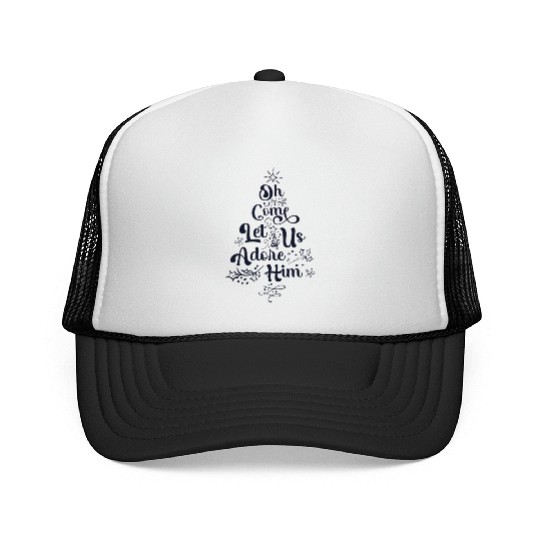 Oh Come Let Us Adore Him Jesus Family Christian Trucker Caps