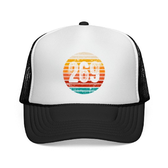 Distressed Vintage Sunset 269 Area Code Trucker Caps