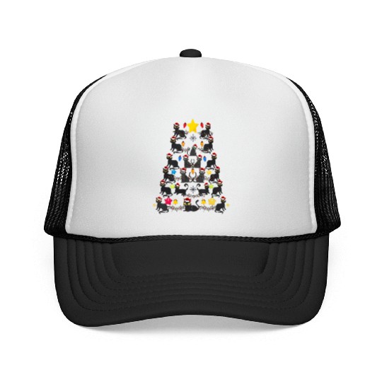 Black Cat christmas light funny cat lover Trucker Caps