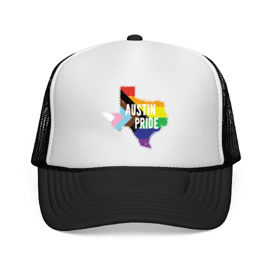 Austin Pride Gay Lesbian Queer Texas Rainbow Flag Trucker Caps